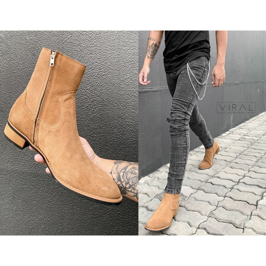 Giày nam Zip Boots Khóa Kéo Streetwear Da Bò Lộn Đế Phíp Cao Cấp BẢO HÀNH 12 THÁNG .Tặng Phụ Kiện | BigBuy360 - bigbuy360.vn