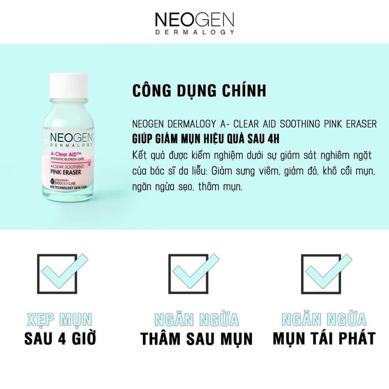 Chấm Mụn 2 Lớp Neogen Dermalogy A-Clear Aid Soothing Pink Eraser