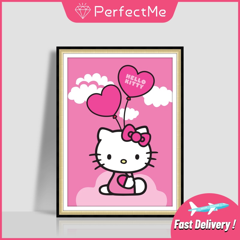 Bộ tranh đính đá 5D họa tiết hoạt hình Hello Kitty độc đáo DIY 30x40cm trang trí nhà cửa