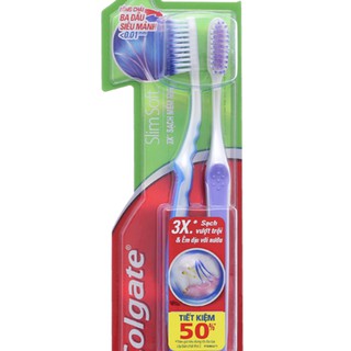 Bộ 2 bàn chải đánh răng Colgate SlimSoft 3X sạch mềm mịn