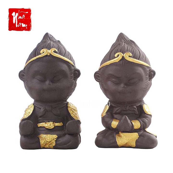 Tượng Tôn Ngộ Không Chắp Bái Tượng Tôn Ngộ Không Thiền Bằng Gốm Mini Size S (không kèm gậy)