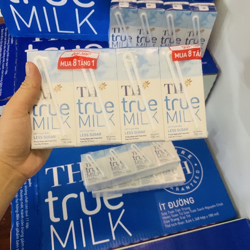 Vỉ 4 Hộp Sữa TH True Milk Hộp 110ml-180ml Có Đường/Ít đường