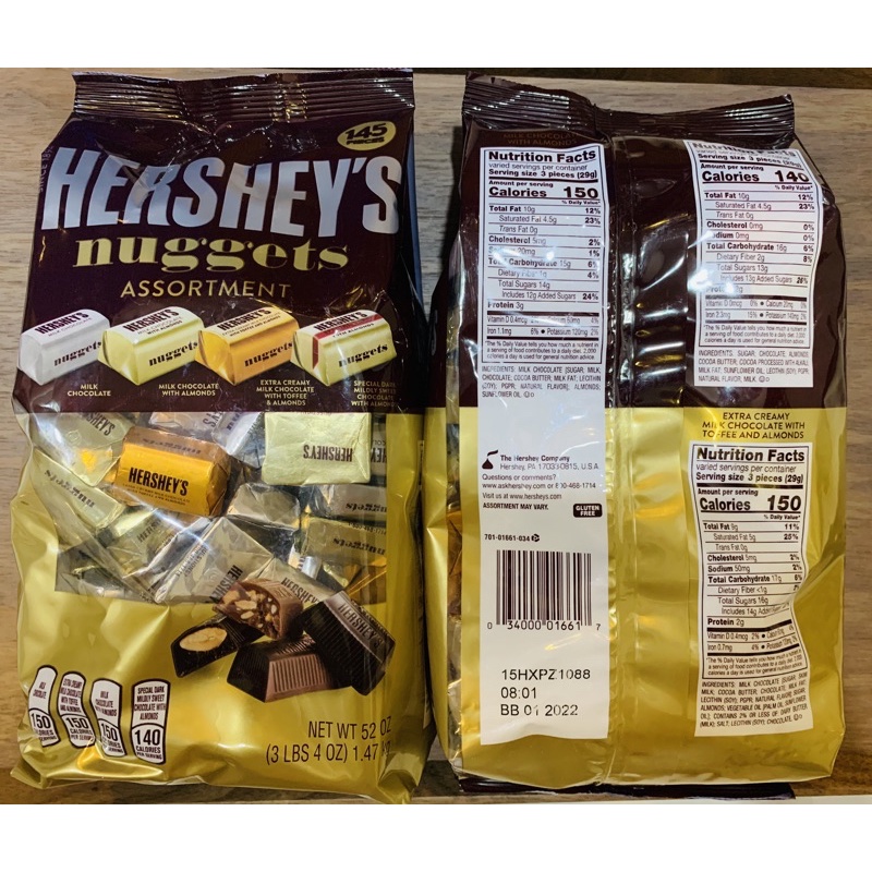 KẸO CHOCOLATE HERSHEY’S NUGGETS MỸ 145 VIÊN - 1,47KG