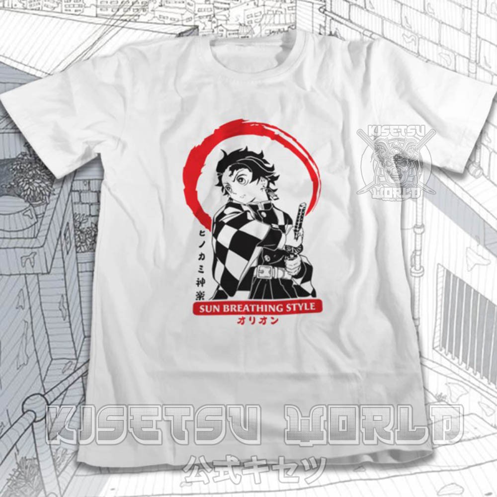 Áo phông KIMETSU NO YAIBA DEMON SLAYER TANJIRO KAMADO SUN BREATHING STYLE Baju Jepang