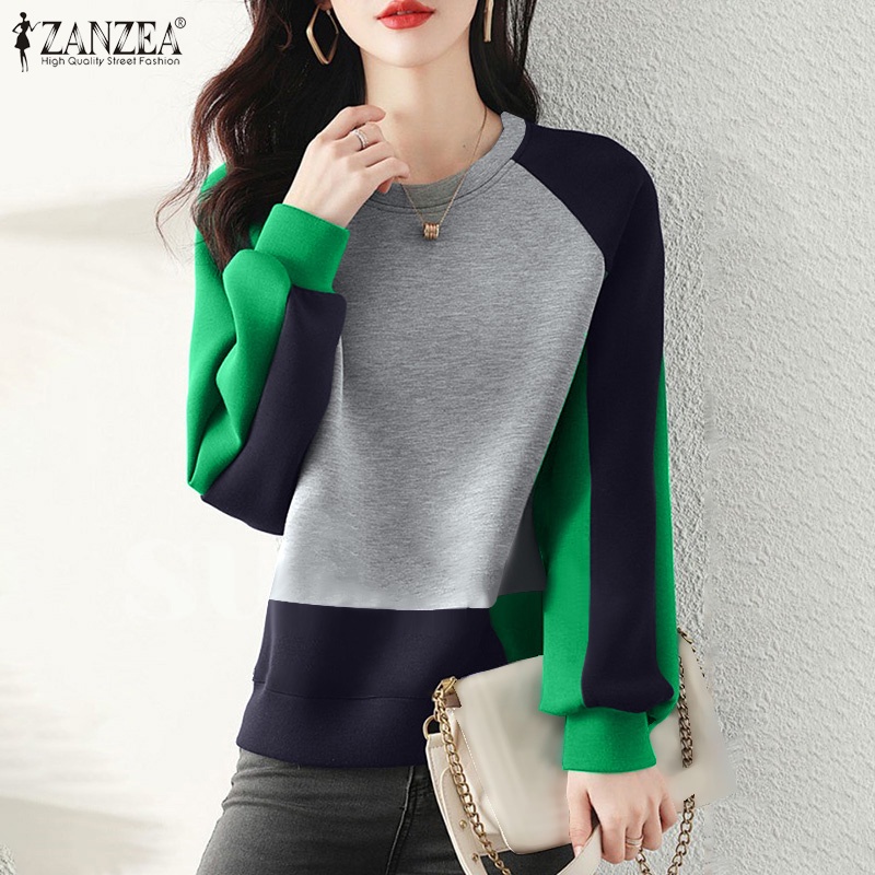 Áo nỉ ZANZEA cổ tròn dài tay thiết kế thời trang cho nữ