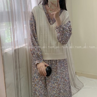 Áo gile len đan trơn cổ V Yoonilook