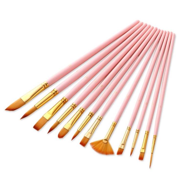 12 Cọ vẽ màu nước Pastel 3 Mint Pink Blue màu sơn dầu tranh tường số hoá - Chuyenmythuat68