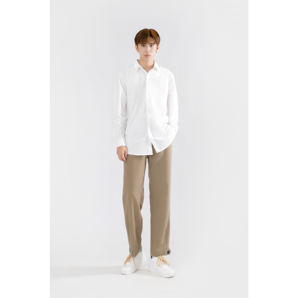 Áo Sơ Mi Giấu Cúc Cổ Bẻ Trơn Dài Tay Nam MANDO Form Slimfit Basic Unisex Thời Trang Công Sở Hàn Quốc SMD119