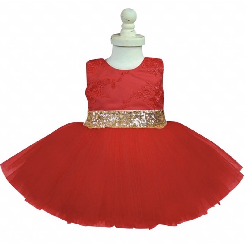 Đầm Công Chúa Vải Tuyn Phối Nơ To Đính Kim Tuyến Xinh Xắn TiNa’s House... Cho Bé Từ 01-05 Tuổi.