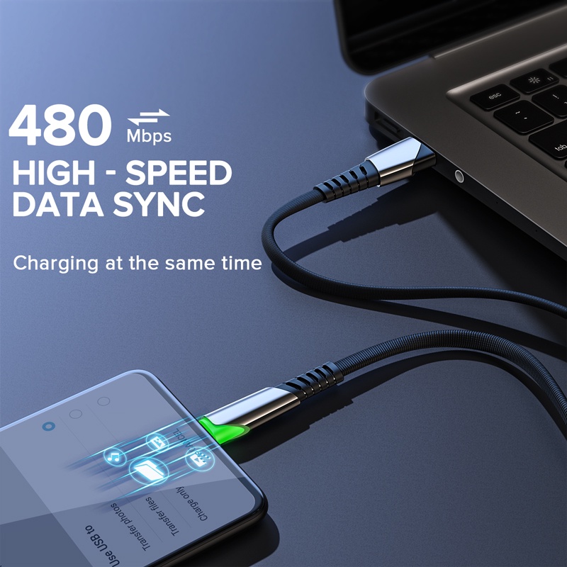 Cáp sạc nhanh QOOVI 3.1A Micro USB 3.0 thiết kế dây bện nylon có đèn LED cho OPPO VIVO