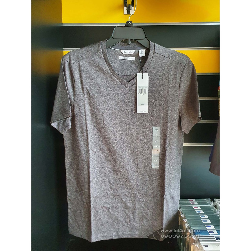 [AUT.] Áo thun nam Calvin Klein 6301 Liquid Touch Slim Fit V-neck T-Shirt Storm Grey