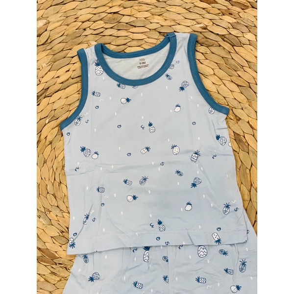 BỘ BA LỖ XANH LƠ NHẠT IN HÌNH DỨA  Chính hãng