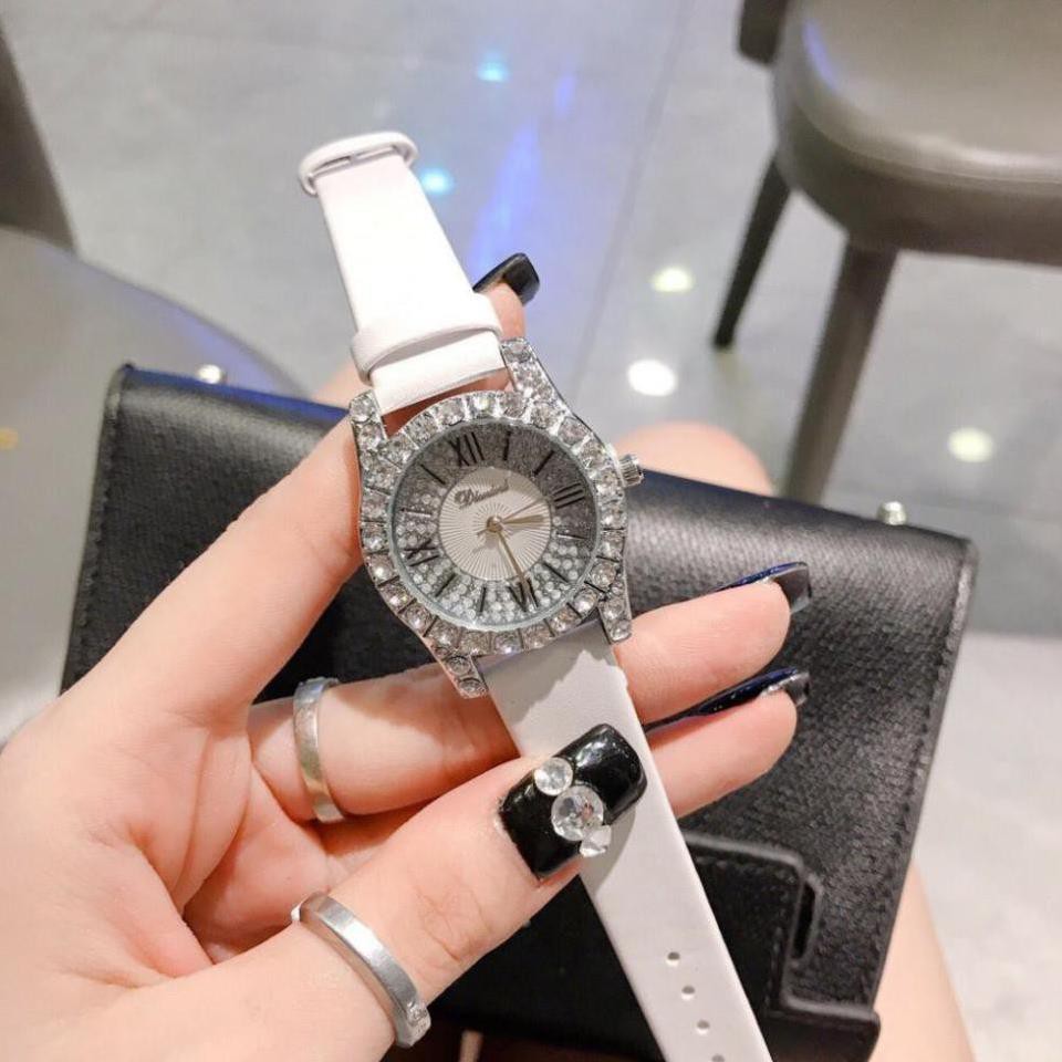 [Free Ship]  [Siêu Phẩm] Đồng hồ nữ DIMINI dây da mềm mặt thiêt kế những viên kim cương  Free Ship | BigBuy360 - bigbuy360.vn
