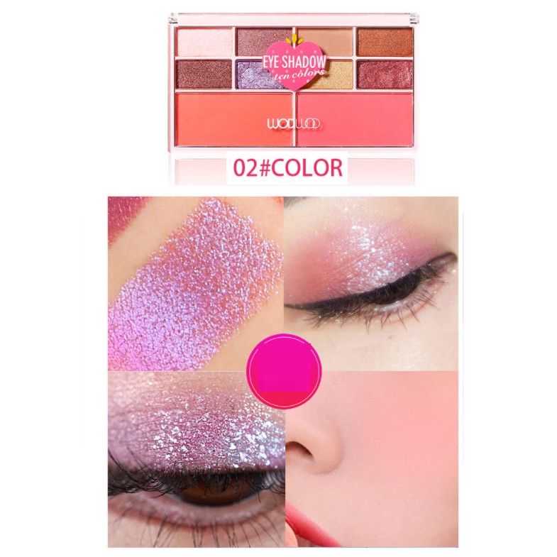 Bảng phấn mắt má tạo khối đa năng Wodwod Eyeshadow Ten Colors 10 ô