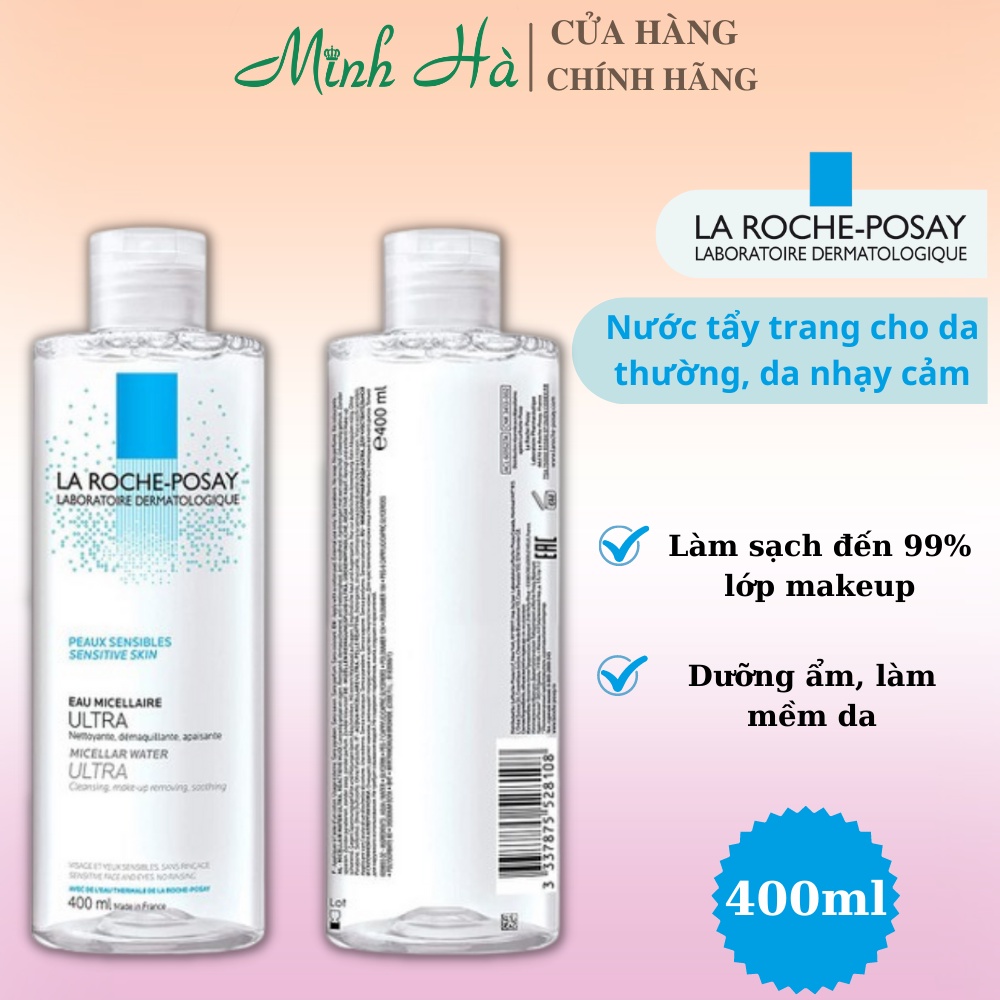 Nước tẩy trang giàu khoáng La Roche-Posay Micellar Water Ultra Sensitive Skin 400ml cho da thường và nhạy cảm