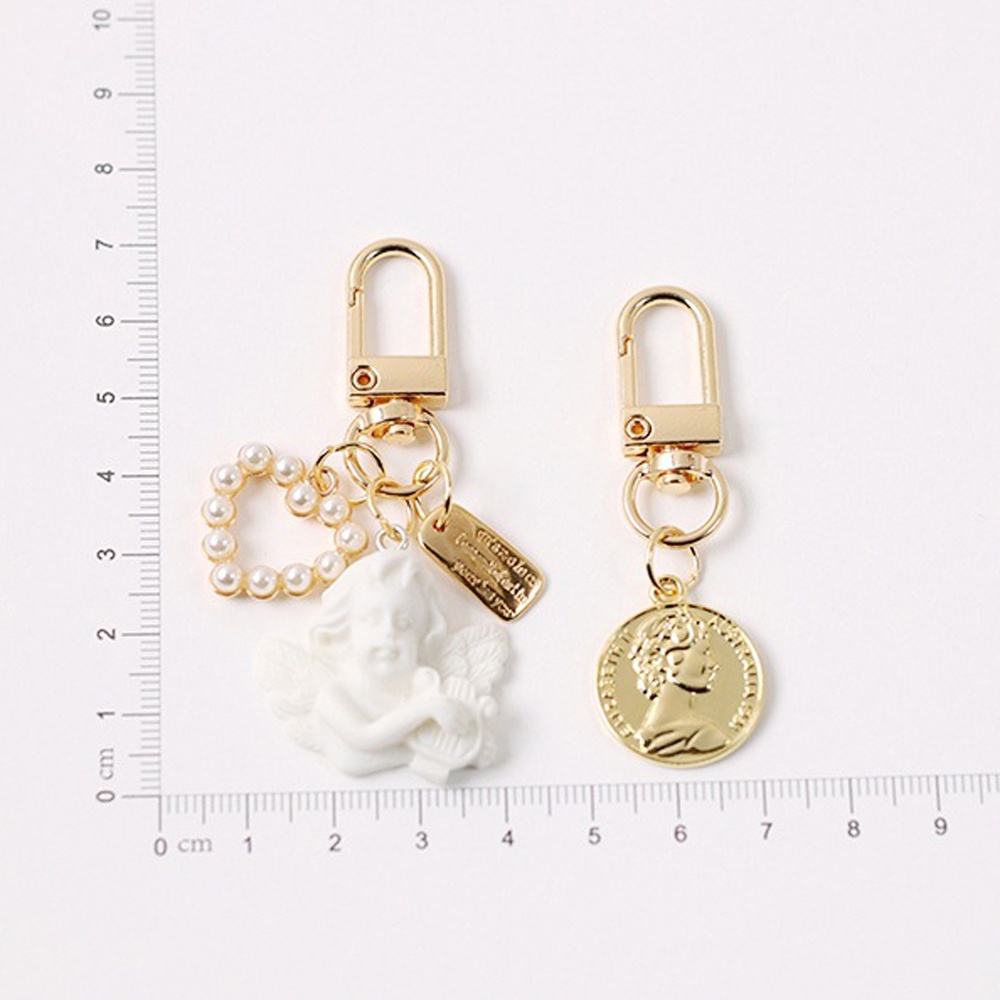 Móc Chìa Khóa Hình Trái Tim / Ngôi Sao / Chữ Love Đính Ngọc Trai Phong Cách Hàn Quốc Màu Sắc