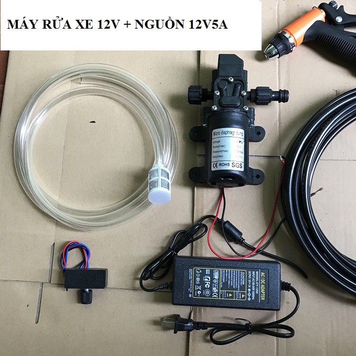 bộ máy bơm rửa xe 12v