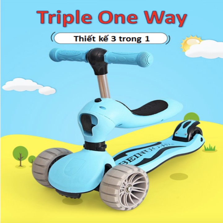 XE TRƯỢT SCOOTER THĂNG BẰNG 3 BÁNH Triple One Way HCM (Blue)