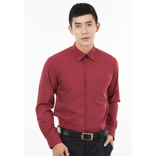 Áo sơ mi nam tay dài vạt ngang Regular Vĩnh Tiến 330 - Đỏ đô