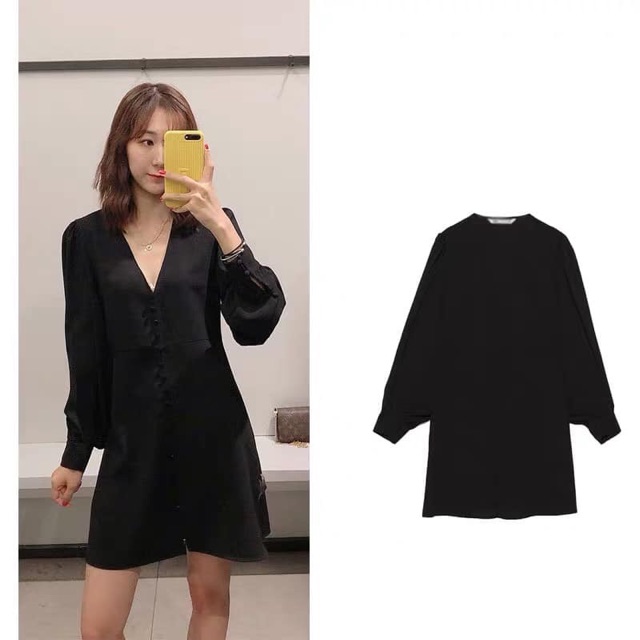 Sẵn váy z..r đen tay dài hàng tuồn auth sắc nét