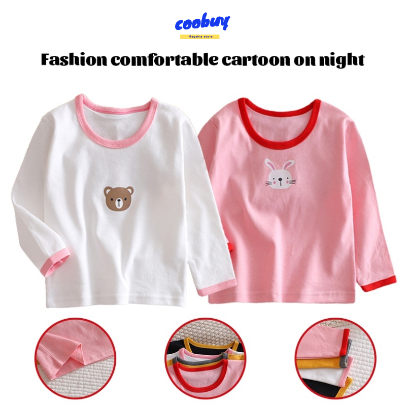 Áo Thun Tay Dài Vải Cotton In Hoạt Hình Kiểu Hàn Quốc Thời Trang Mùa Thu Cho Bé