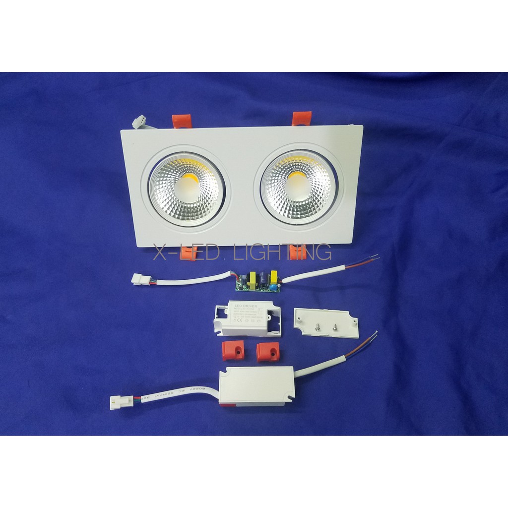 Đèn âm trần đôi, âm trần 2 bóng - 14w - 3 màu/ 1 màu