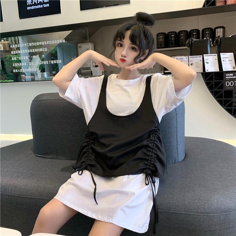 Set Áo Thun Ngắn Tay Form Rộng Và Chân Váy Phong Cách Trẻ Trung Dành Cho Nữ