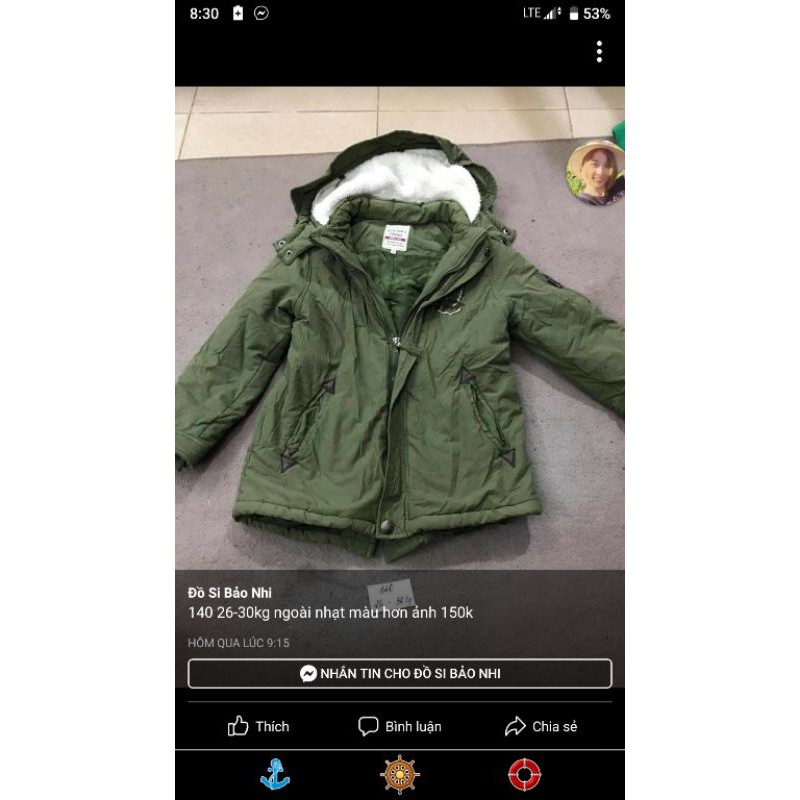 áo parka  bé trai size 10-11