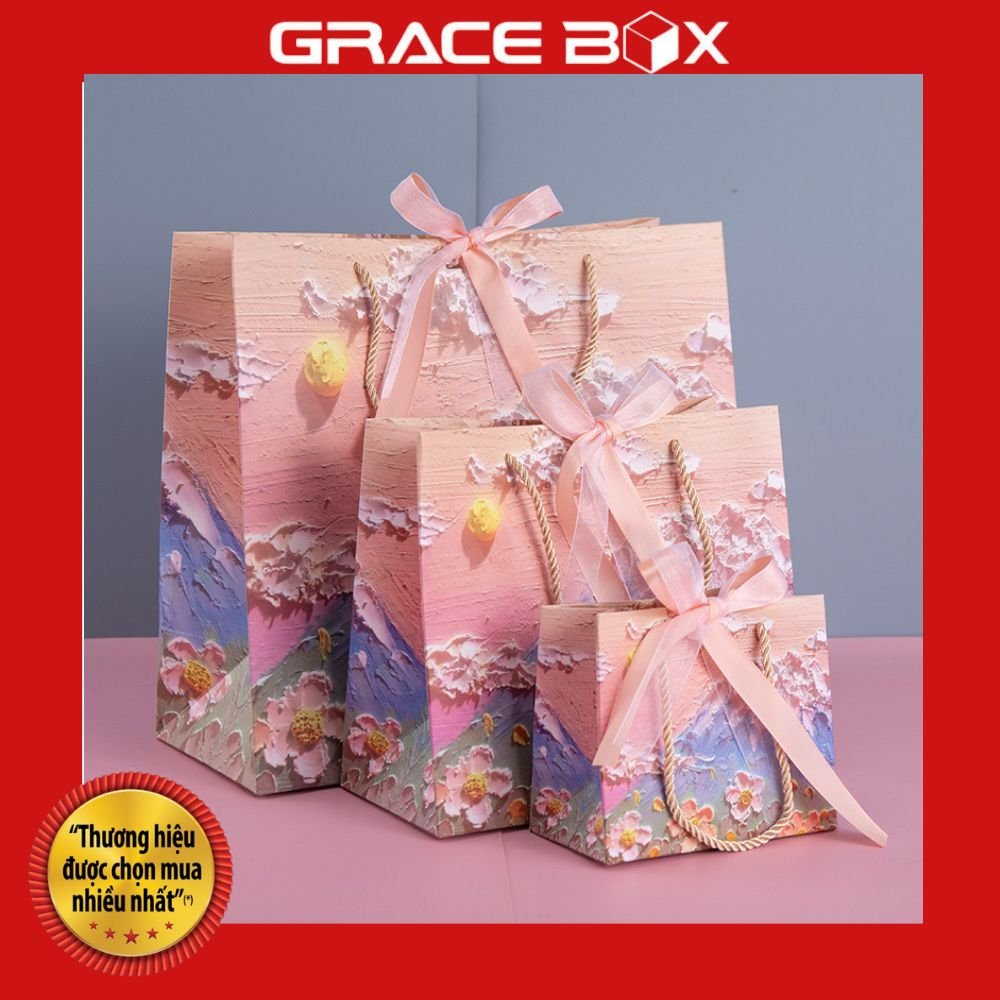 Túi Giấy Quà Tặng Chủ Đề Tranh Vẽ Nghệ Thuật Cao Cấp - Siêu Thị Bao Bì Grace Box