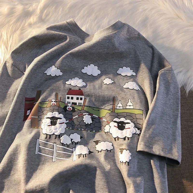 NRVP Áo thun 100% cotton tay ngắn dáng rộng thời trang Hàn Quốc cho nữ