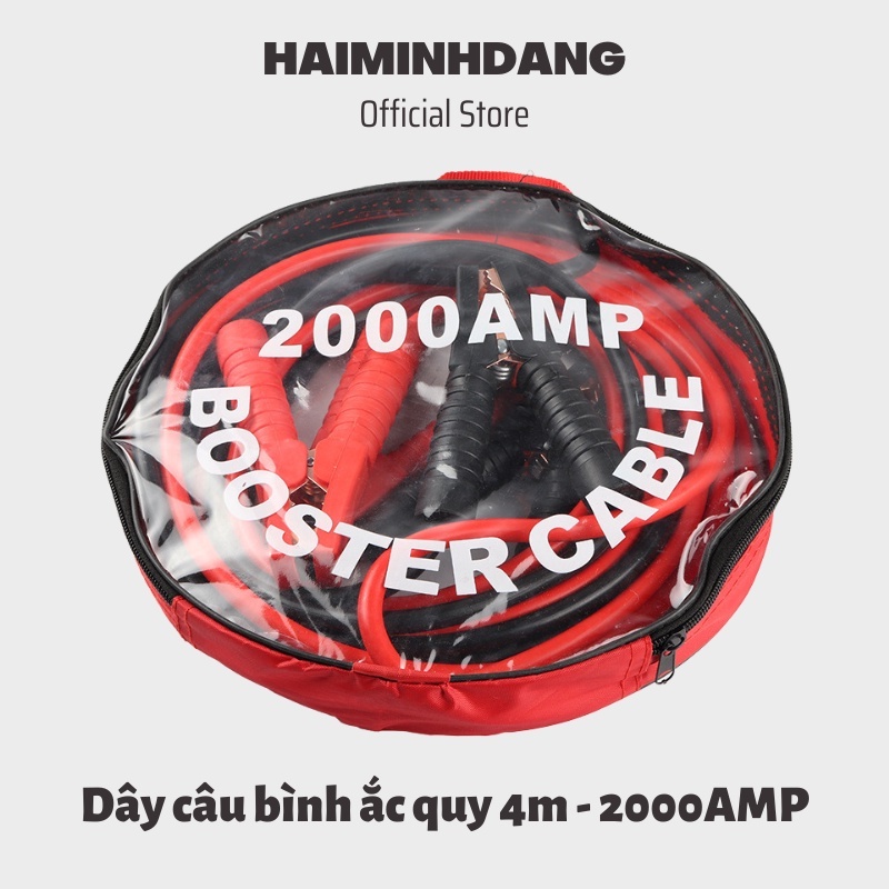 Dây câu bình ắc quy siêu to, kích bình ô tô cao cấp, dây kích điện ác quy cứu hộ 4m 2000AMP