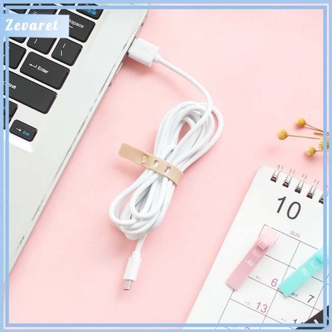 Set 4 Dây Buộc Cáp Sạc Tai Nghe Bằng Silicon Mềm Tự Khóa Chống Thất Lạc Có Thể Tái Sử Dụng