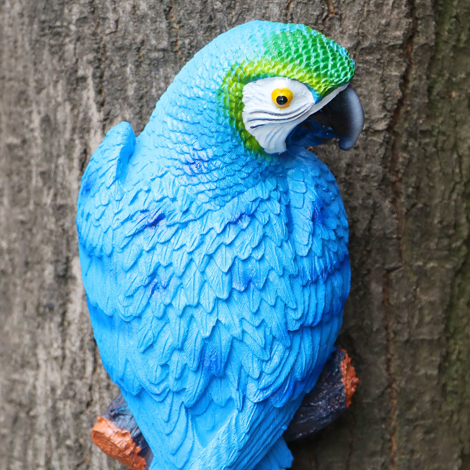 MIOSHOP Parakeet Parrot Decoration Wall Decoration Hanging Parrot Blue Bonsai Tree Resin Animal For Porch Statue Resin Sculpture Wall Mounted Animal Sculpture/Multicolor