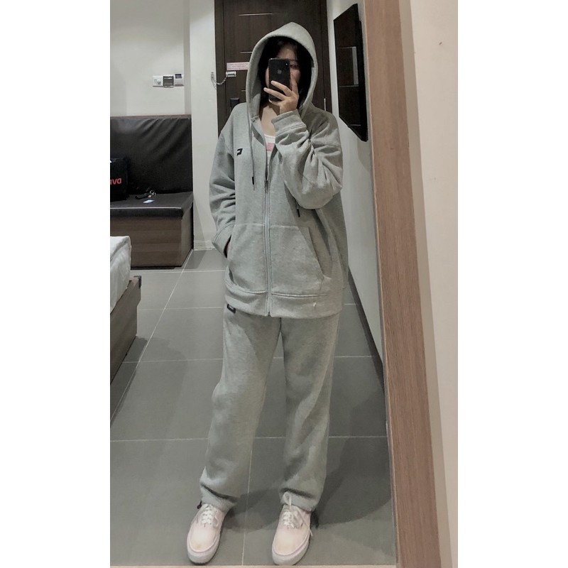 ÁO KHOÁC HOODIE ZIP NAM NỮ CÓ MŨ RỘNG UNISEX MÀU GREY FUNKY | BigBuy360 - bigbuy360.vn