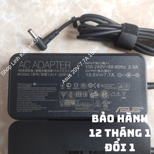 Sạc Laptop Asus 19.5V-7.7A 150W Asus G53SX G74SX G53 G74 K580P G73 K470P G71GS G73JH N71Y FX504 GL503 GL703