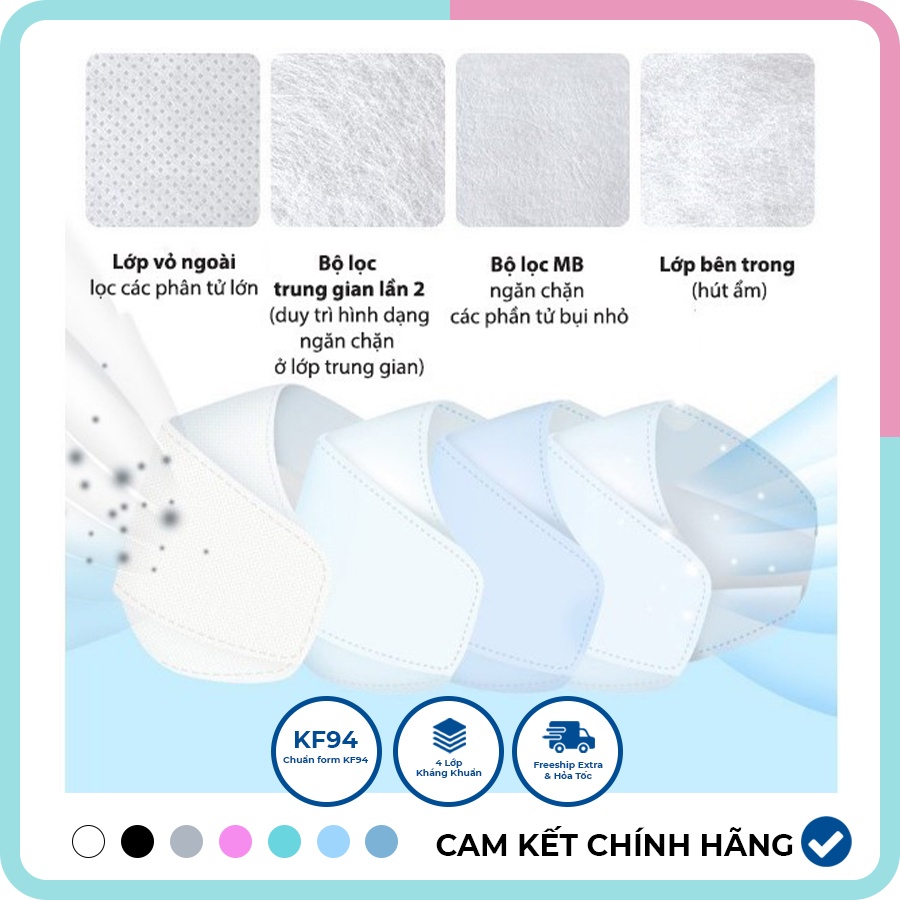 Set 50 chiếc khẩu trang 4 lớp KF94 Wonderful Mask chính hãng, chống bụi mịn, siêu kháng khuẩn hàng cao cấp Talabishop