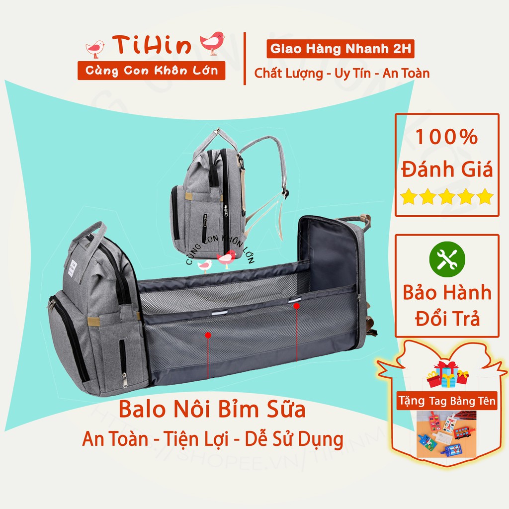 [+Quà Tặng ]Balo Bỉm Sữa Nôi, Balo Nôi Bỉm Sữa Di Động Cho Bé Nằm Nghỉ Ngơi, Thay Bỉm, Ngủ Trưa Khi Đi Ra Ngoài, Du Lịch