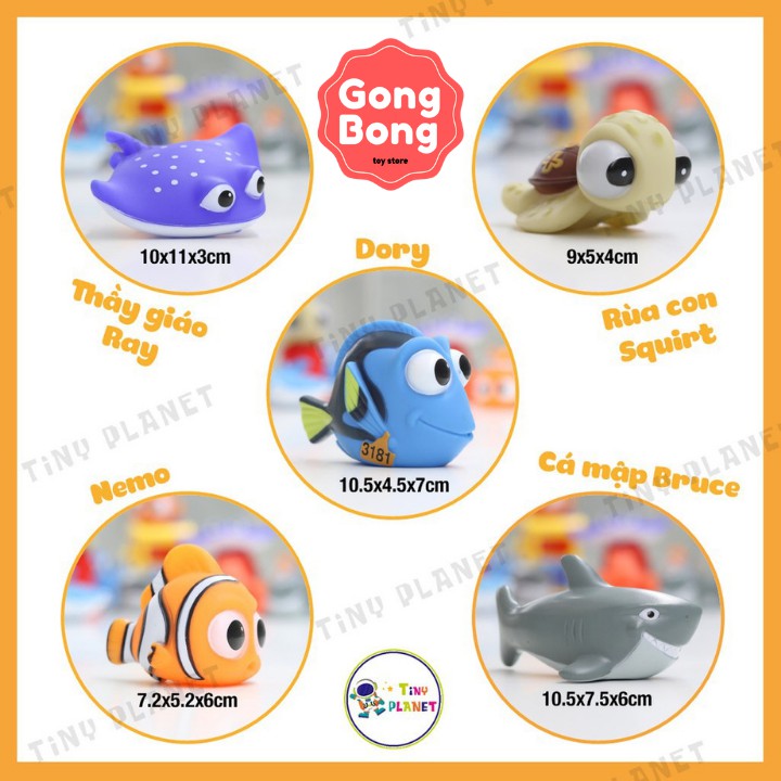 Set 5 sinh vật đồ chơi nhà tắm Finding Nemo – set 5 sinh vật biển hoạt hình thả bồn tắm Gong Bong store