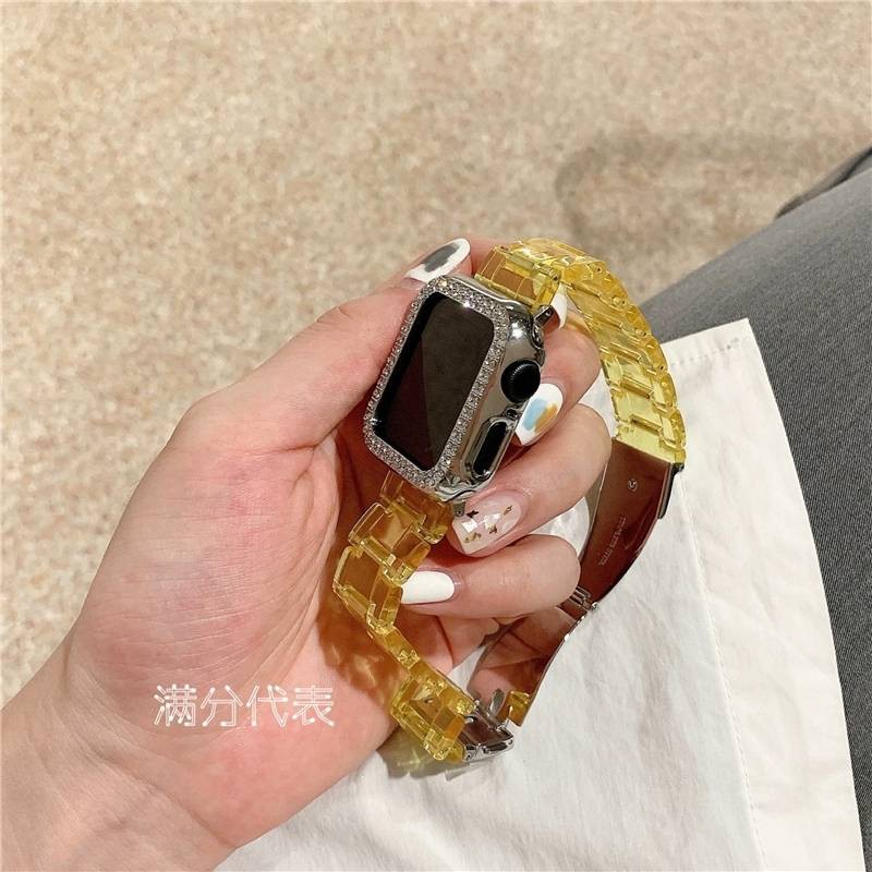 Dây Đeo Resin Trong Suốt Kích Thước 41mm 45mm 44mm 40mm Cho Iwatch Series 7 6 5 SE 4 3 2 1 42mm  38mm