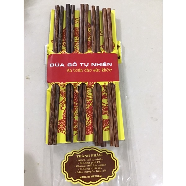 Đũa gỗ tự nhiên an toàn, đũa dừa đá vỉ 10 đôi
