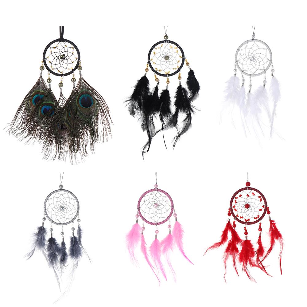Dreamcatcher Đính Lông Vũ Thủ Công Treo Tường Trang Trí Nội Thất/Xe Hơi Nhỏ
