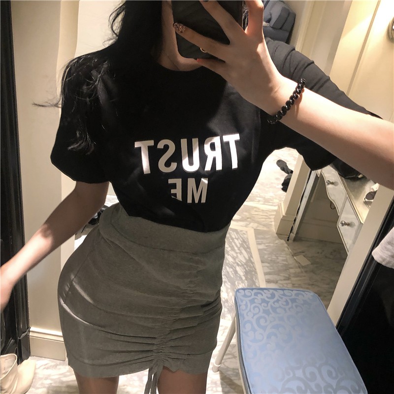 (ORDER)(SẴN ĐEN) Chân váy thun dáng ngắn ôm body cá tính retro thiết kế dây rút xếp ly năng động Hàn Quốc (HOT NEW 2020) | BigBuy360 - bigbuy360.vn