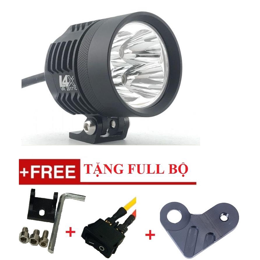 Đèn trợ sáng xe máy L4X-CREE 4 LED siêu sáng + Tặng full bộ phụ kiện