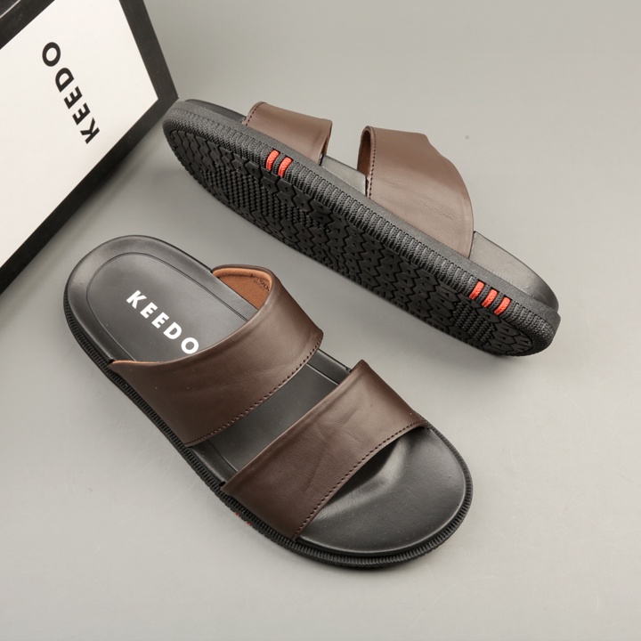 Dép quai ngang hàng hiệu da bò thật KEEDO TN-9021