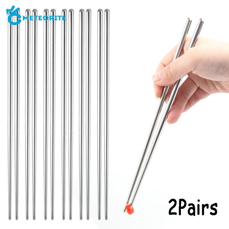Set 2 Đôi Đũa Ăn Bằng Thép Không Gỉ Chịu Nhiệt Cao Chống Trượt