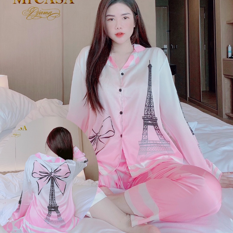 Đồ bộ Pijama Lụa Satin Tay dài quần dài Form dưới 60k kí nhiều mẫu | BigBuy360 - bigbuy360.vn