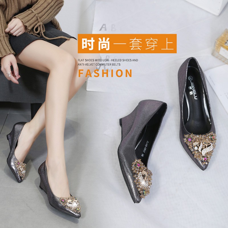 Giày đế xuồng mặt đá lấp lánh  gót cao 5p và 8p bền đẹp êm chân size 33/40   0