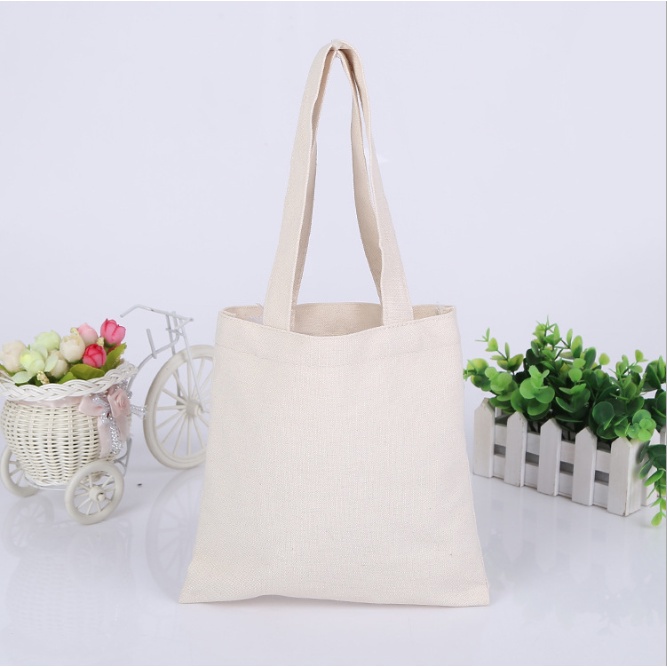 [Giá sỉ] Có Khóa Kéo Túi vải bố, Túi vải Canvas trơn Màu Trắng - Màu Be 31 x 36cm