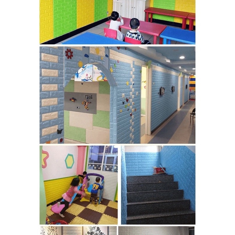 Giấy Dán Tường Bằng Xốp Họa Tiết Gạch 3D Chống Thấm Nước Trang Trí Phòng Khách / Phòng Ngủ