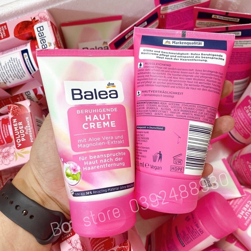 [NỘI ĐỊA ĐỨC] Kem ức chế mọc lông Balea, kem dưỡng da sau wax, sau cạo lông Balea Beruhigende Haut Creme 125ml